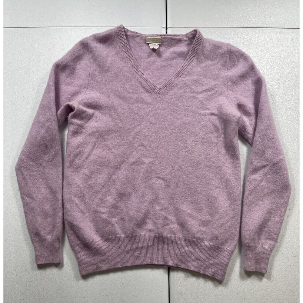 J.CREW Cashmere V-Neck Sweater Women’s M Pink Pullover Bright Casual Preppy